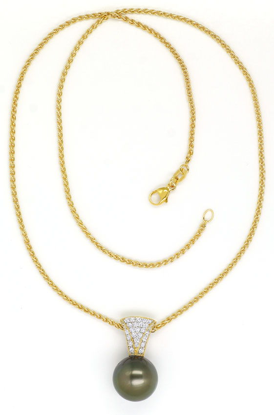 Foto 3 - Riesige 13 mm Tahiti Perle an Brillant-Collier 18K Gold, S1112