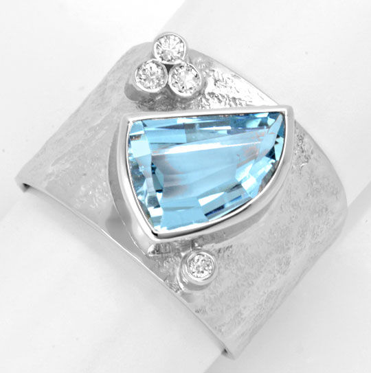Foto 2 - Diamant Aquamarin Ring Handarbeit 18K Weiss, S6034